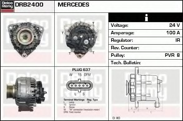 Imagine Generator / Alternator DELCO REMY DRB2400