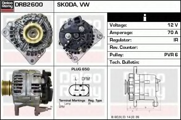 Imagine Generator / Alternator DELCO REMY DRB2600