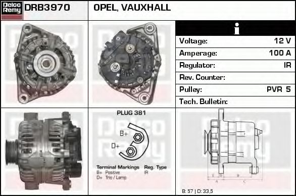 Imagine Generator / Alternator DELCO REMY DRB3970