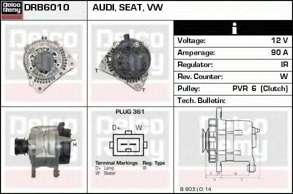 Imagine Generator / Alternator DELCO REMY DRB6010