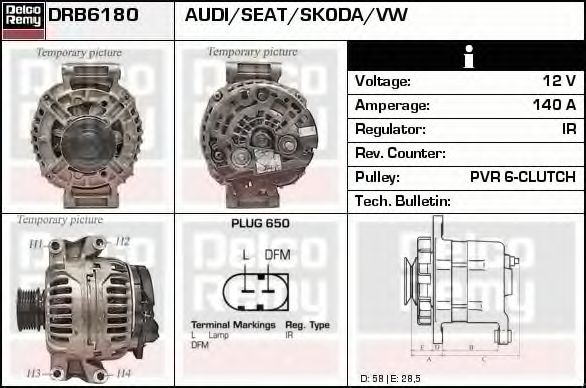 Imagine Generator / Alternator DELCO REMY DRB6180