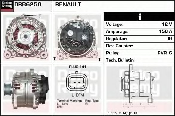 Imagine Generator / Alternator DELCO REMY DRB6250