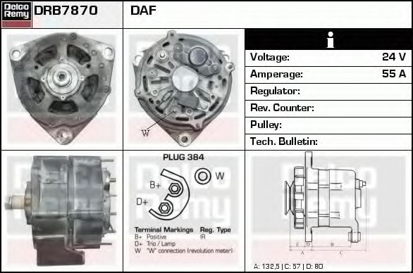 Imagine Generator / Alternator DELCO REMY DRB7870