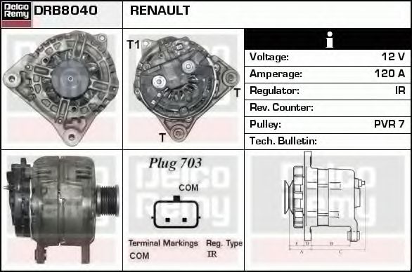 Imagine Generator / Alternator DELCO REMY DRB8040