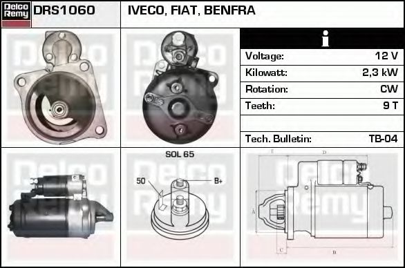 Imagine starter DELCO REMY DRS1060