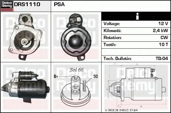 Imagine starter DELCO REMY DRS1110