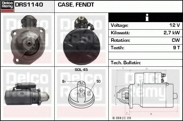 Imagine starter DELCO REMY DRS1140