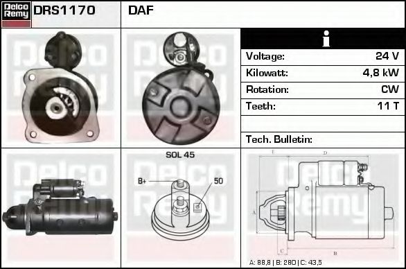 Imagine starter DELCO REMY DRS1170