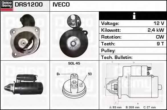 Imagine starter DELCO REMY DRS1200