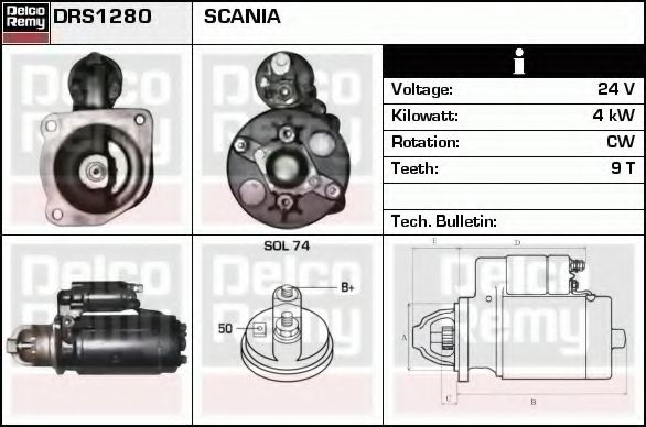 Imagine starter DELCO REMY DRS1280