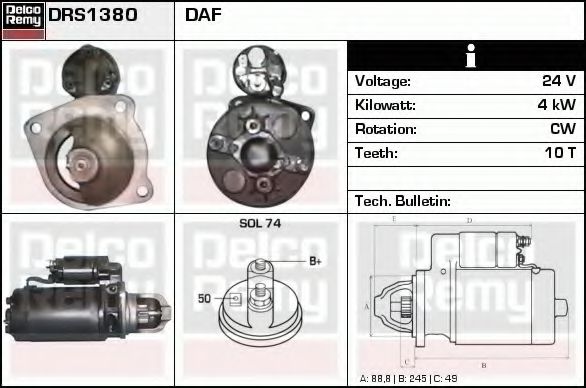 Imagine starter DELCO REMY DRS1380