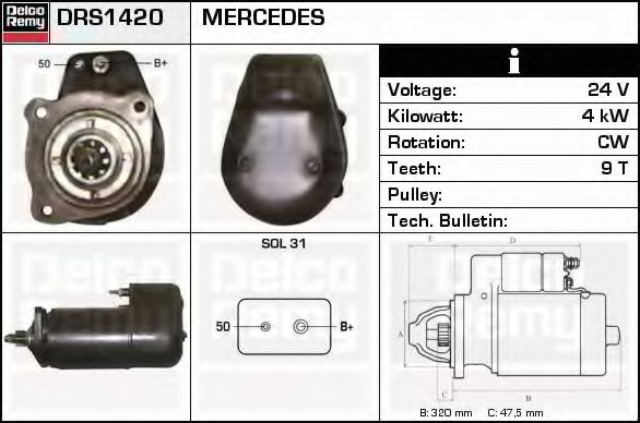 Imagine starter DELCO REMY DRS1420