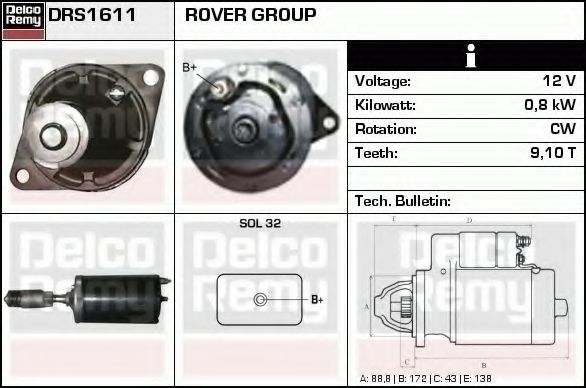 Imagine starter DELCO REMY DRS1611