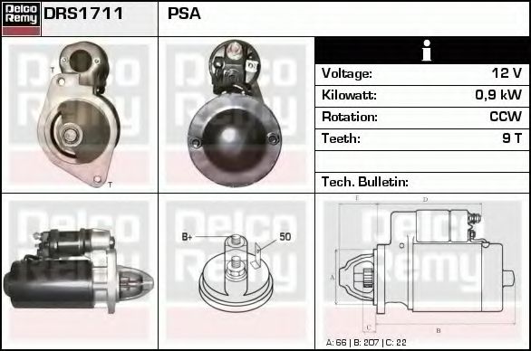 Imagine starter DELCO REMY DRS1711