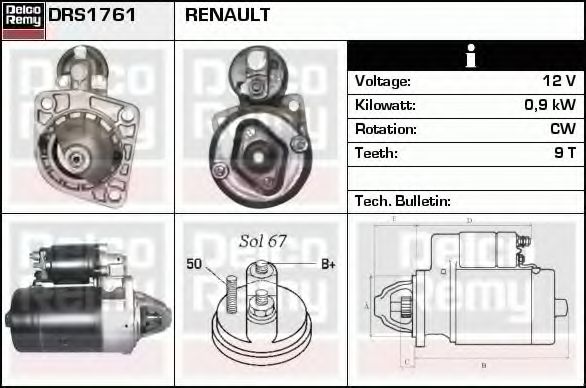 Imagine starter DELCO REMY DRS1761