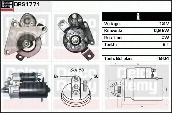 Imagine starter DELCO REMY DRS1771