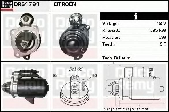 Imagine starter DELCO REMY DRS1791