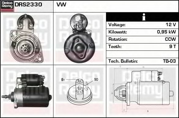 Imagine starter DELCO REMY DRS2330