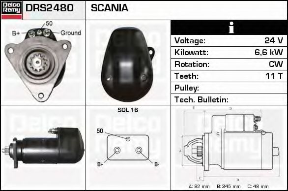 Imagine starter DELCO REMY DRS2480