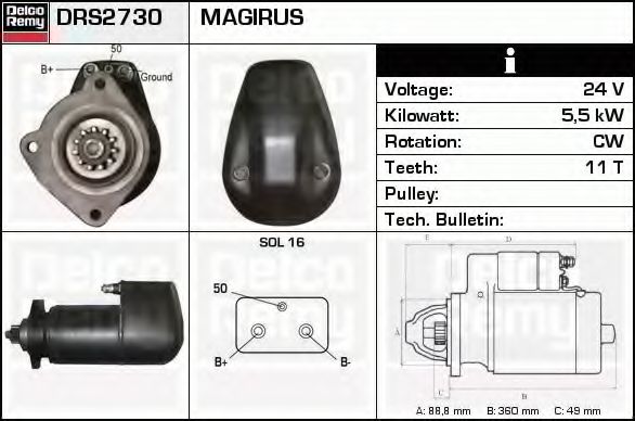 Imagine starter DELCO REMY DRS2730