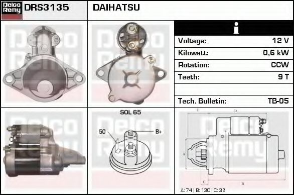 Imagine starter DELCO REMY DRS3135