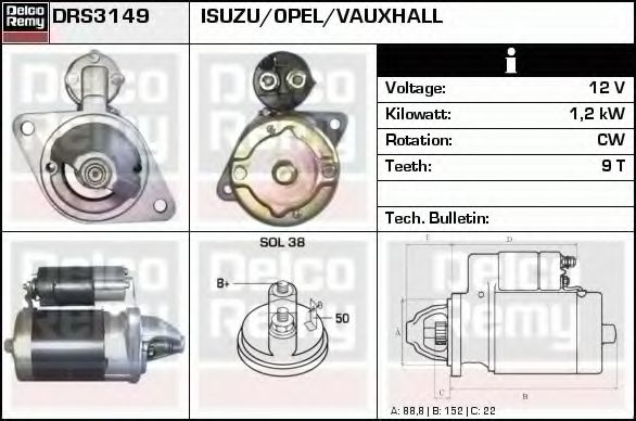 Imagine starter DELCO REMY DRS3149