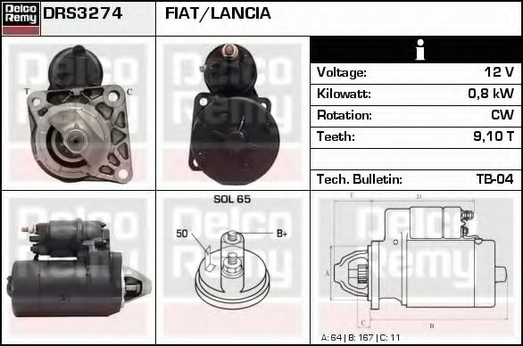 Imagine starter DELCO REMY DRS3274