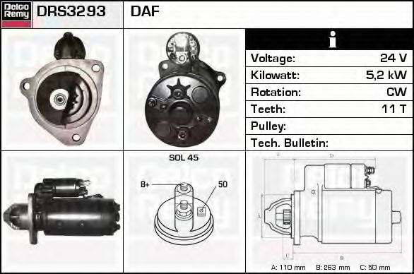 Imagine starter DELCO REMY DRS3293