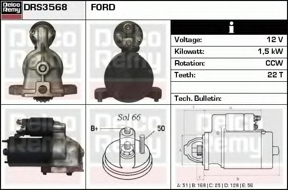 Imagine starter DELCO REMY DRS3568