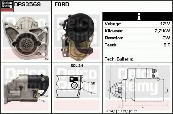 Imagine starter DELCO REMY DRS3569