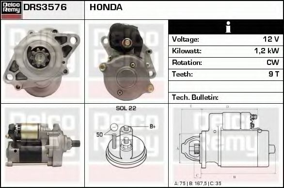 Imagine starter DELCO REMY DRS3576