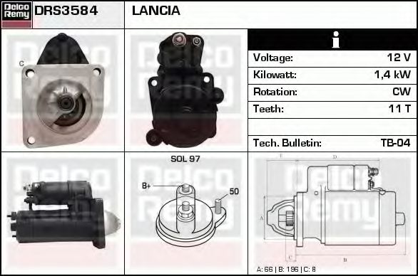 Imagine starter DELCO REMY DRS3584