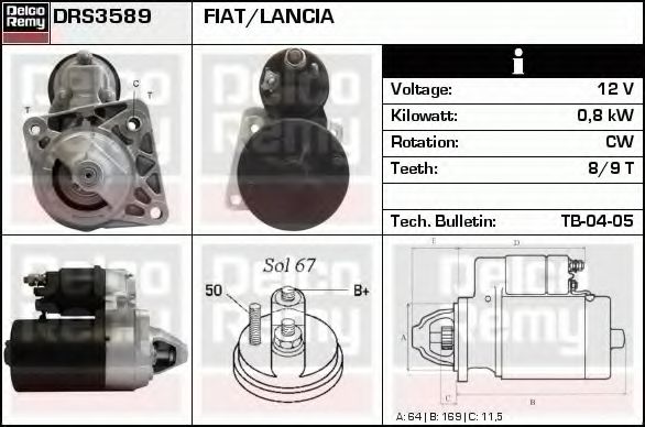 Imagine starter DELCO REMY DRS3589