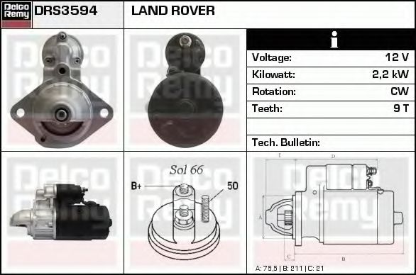 Imagine starter DELCO REMY DRS3594