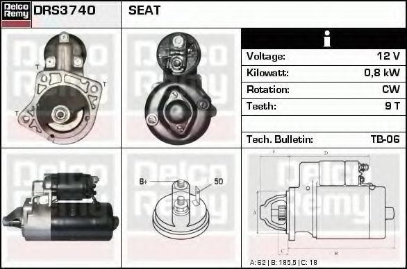 Imagine starter DELCO REMY DRS3740