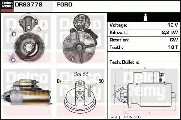 Imagine starter DELCO REMY DRS3778