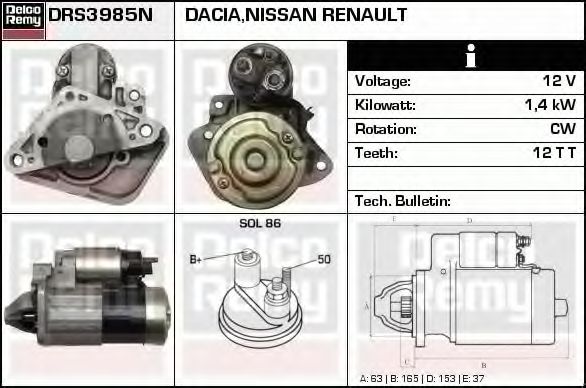 Imagine starter DELCO REMY DRS3985N