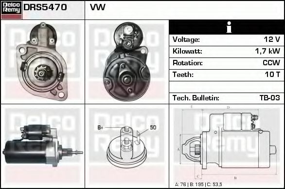 Imagine starter DELCO REMY DRS5470