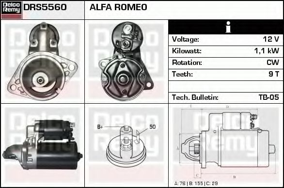 Imagine starter DELCO REMY DRS5560