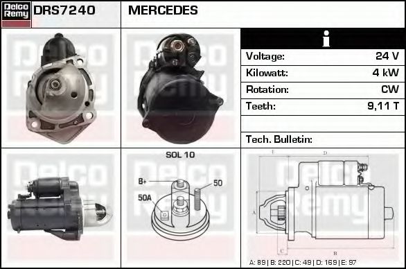 Imagine starter DELCO REMY DRS7240