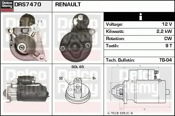 Imagine starter DELCO REMY DRS7470