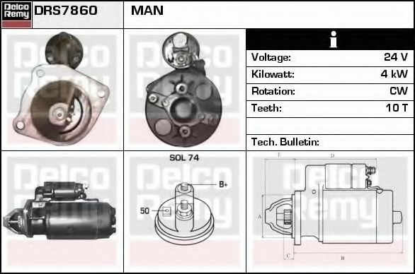 Imagine starter DELCO REMY DRS7860