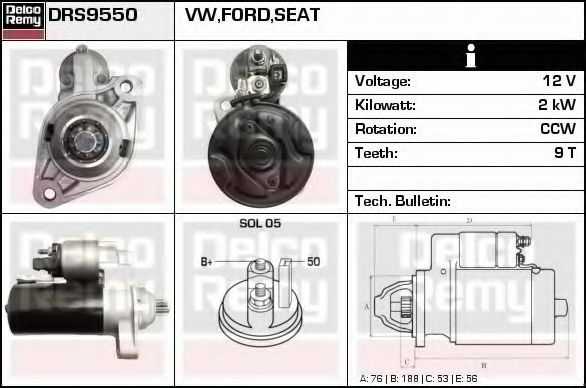 Imagine starter DELCO REMY DRS9550