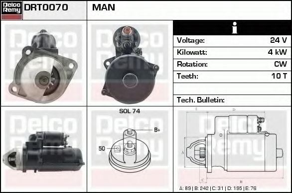 Imagine starter DELCO REMY DRT0070