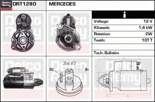 Imagine starter DELCO REMY DRT1280