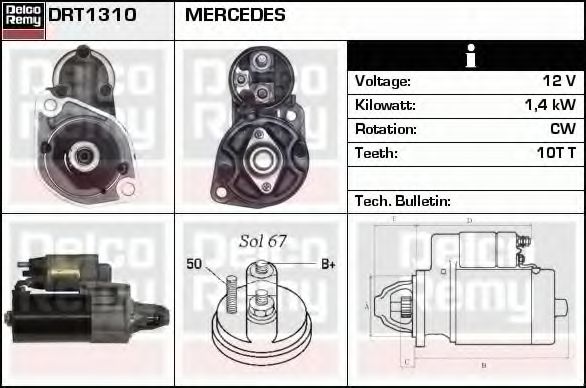 Imagine starter DELCO REMY DRT1310