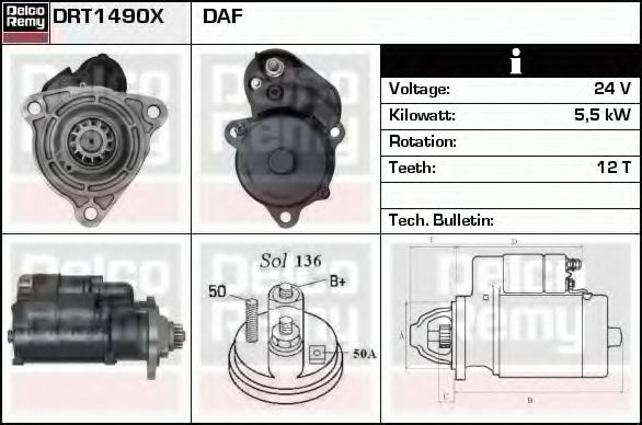 Imagine starter DELCO REMY DRT1490X