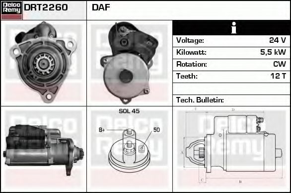 Imagine starter DELCO REMY DRT2260