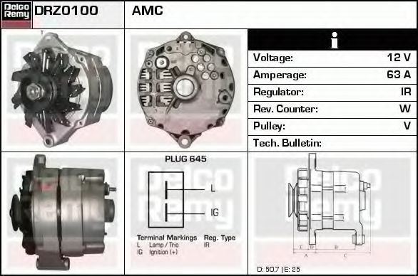 Imagine Generator / Alternator DELCO REMY DRZ0100