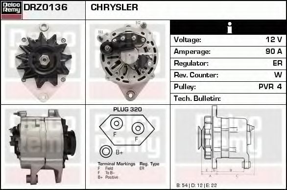 Imagine Generator / Alternator DELCO REMY DRZ0136